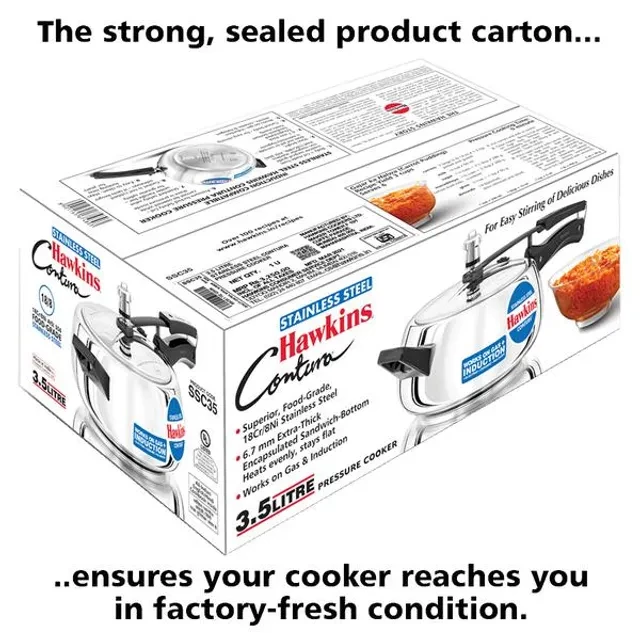 Hawkins Contura Stainless Steel Inner Lid Pressure Cooker - Induction Base, Silver, SSC35, 3.5 l-4.webp